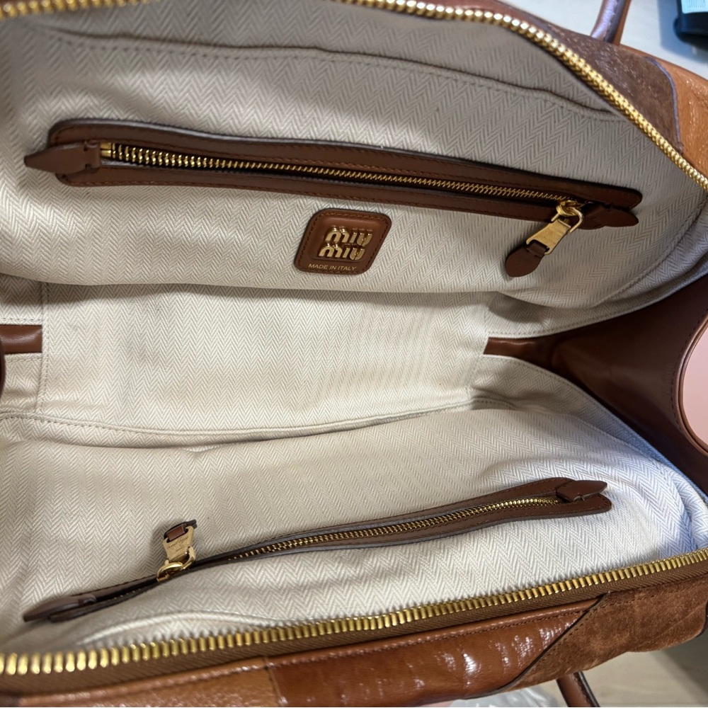 Miu Miu Brown Leather Patchwork Men's Bag - Picture 10 of 17